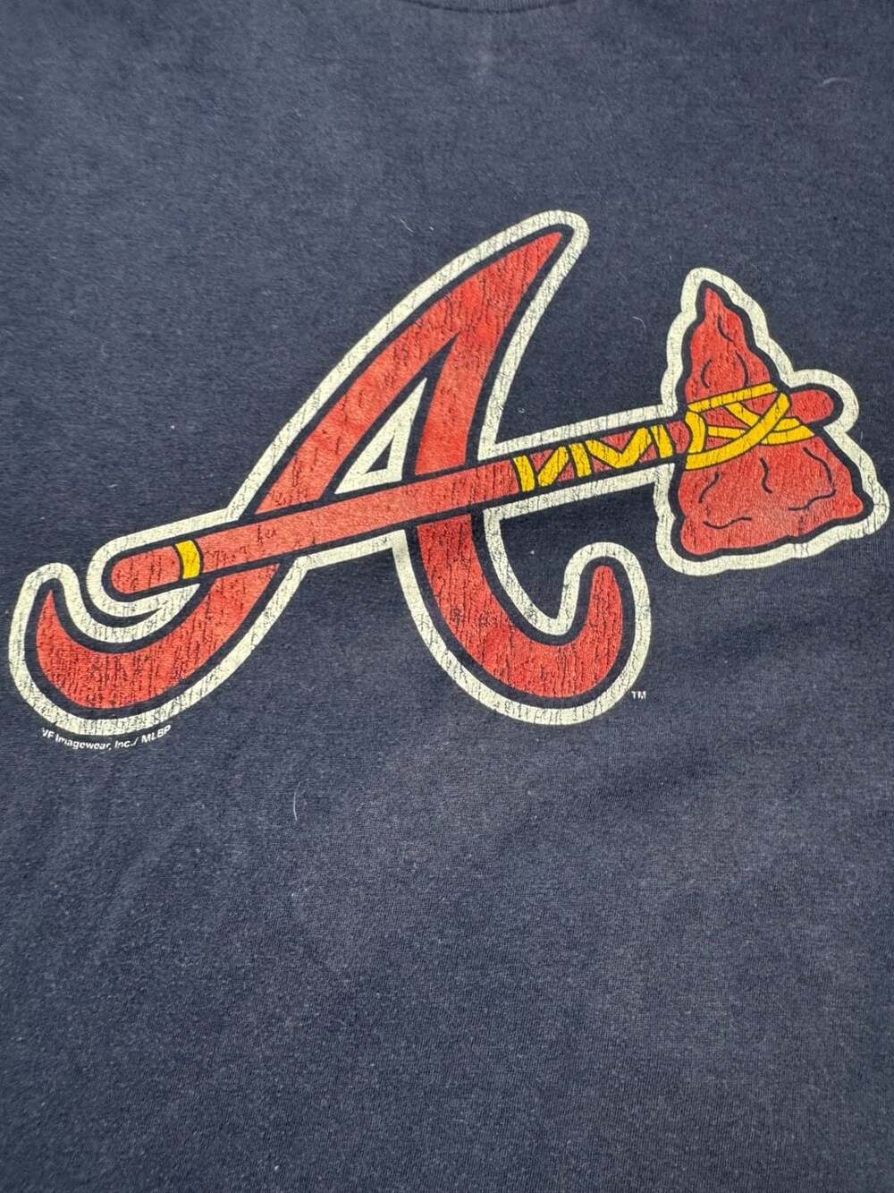 Vintage Atlanta Braves Navy Blue Graphic Logo T-Shirt (VF Imagewear)